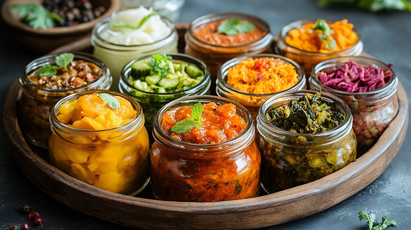 Traditional Indian pickle (achar) in a glass jar
