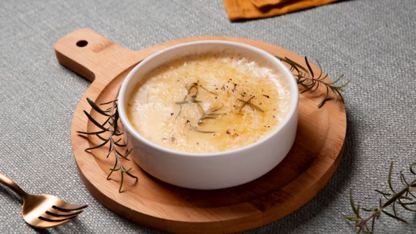 Baked Cheese Dip in White Ceramic Bowl on Board