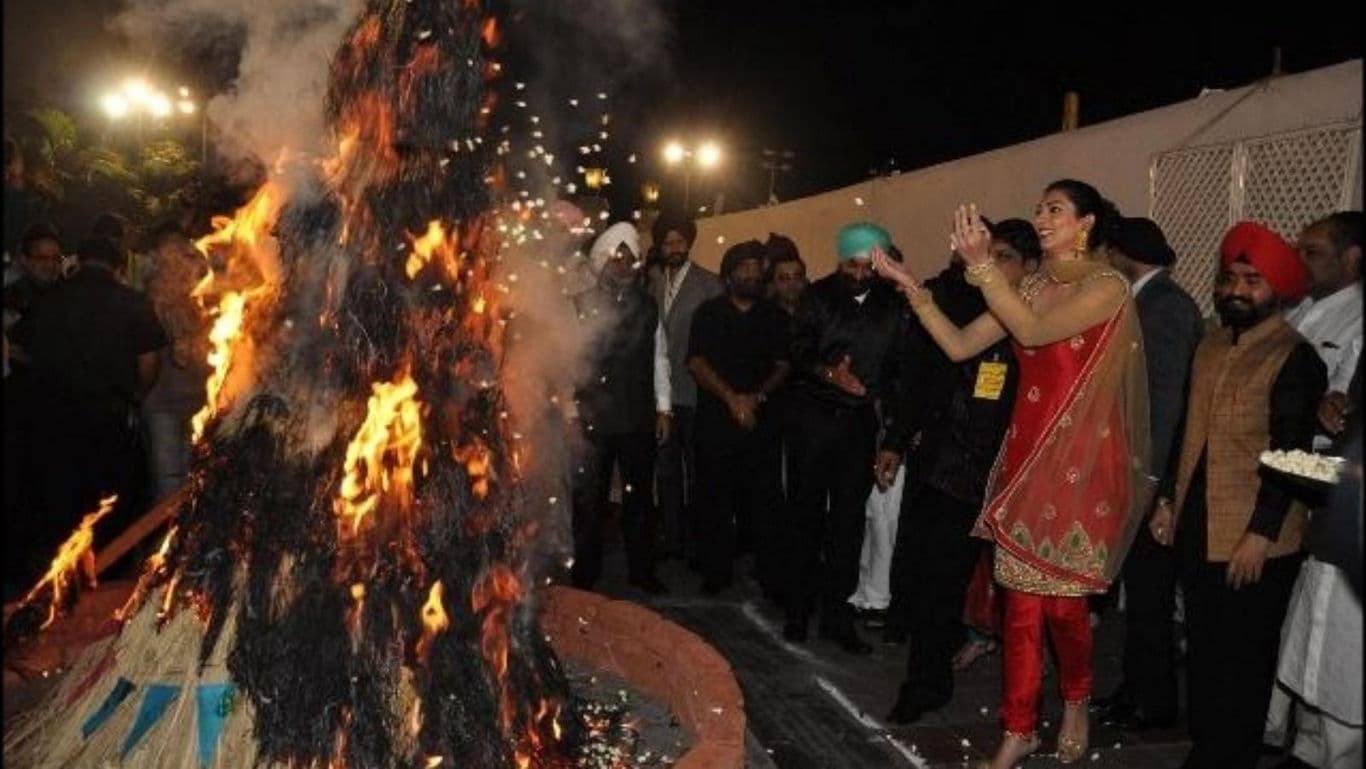 Traditional bonfire celebration at night