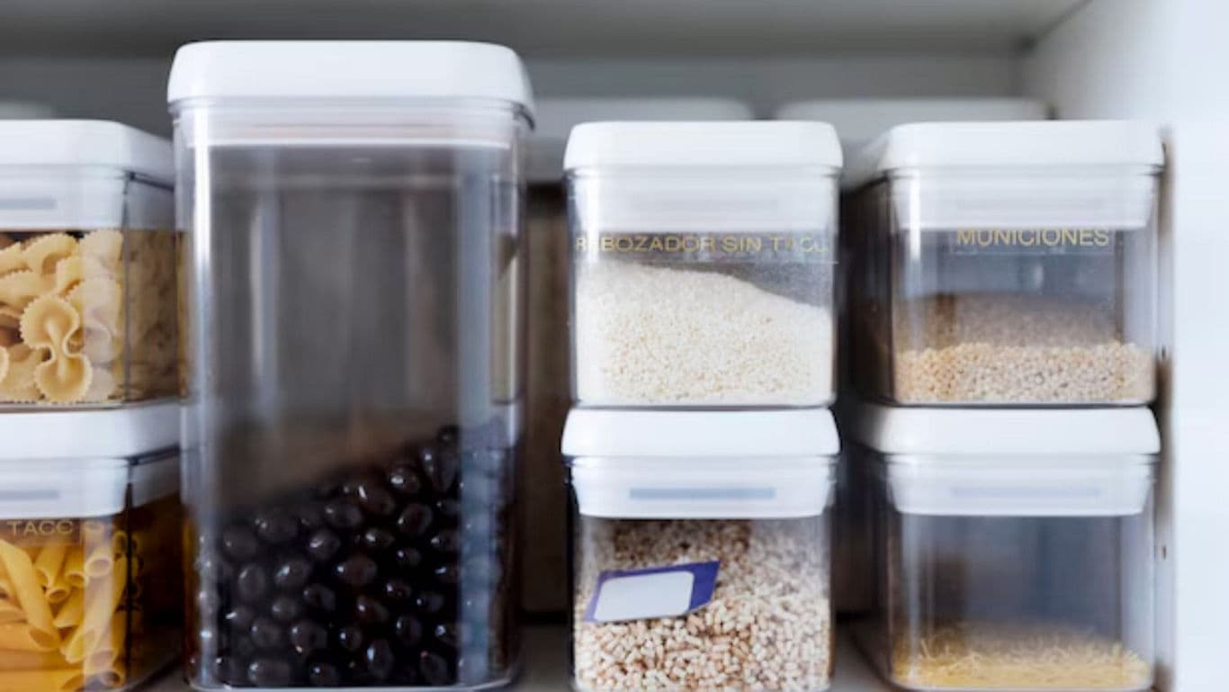 Assorted Dry Foods in Clear Pantry Containers
