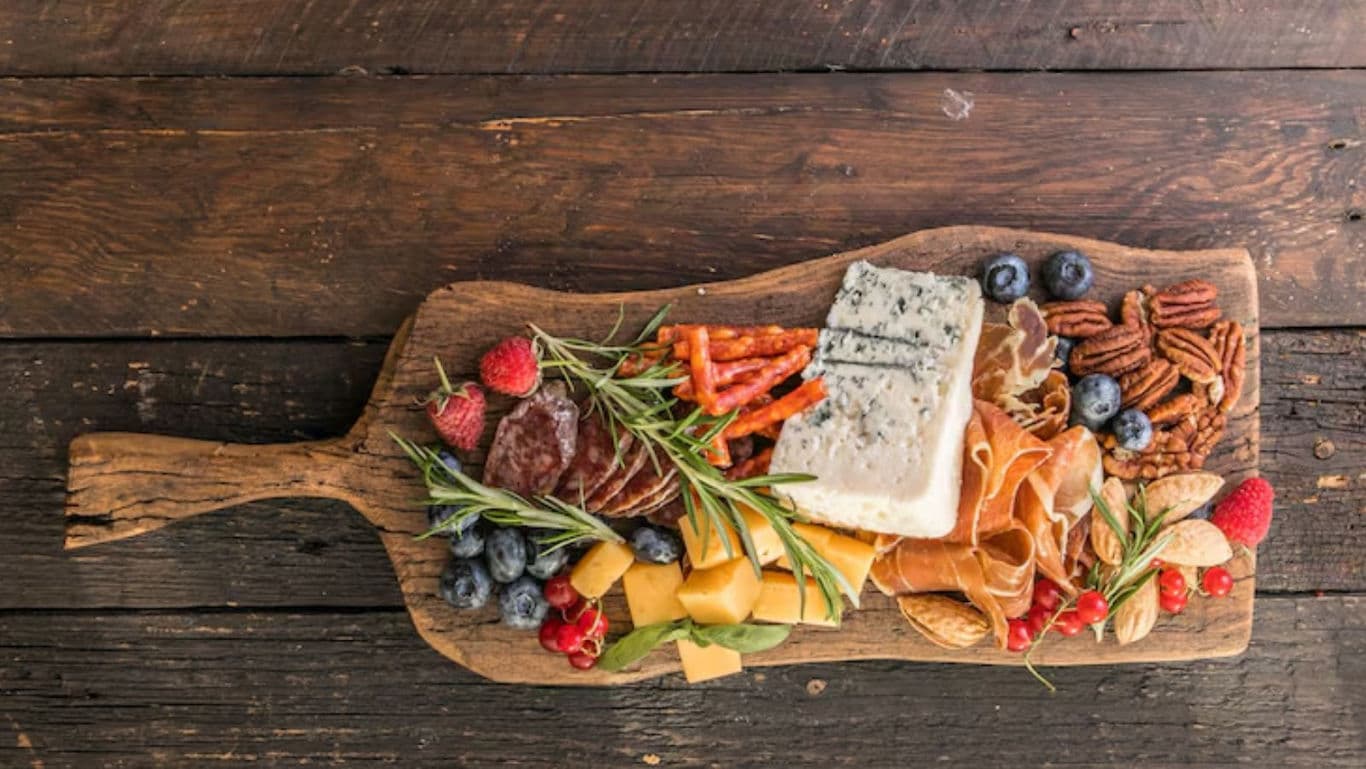 Rustic Charcuterie Board with Cheese and Fruits