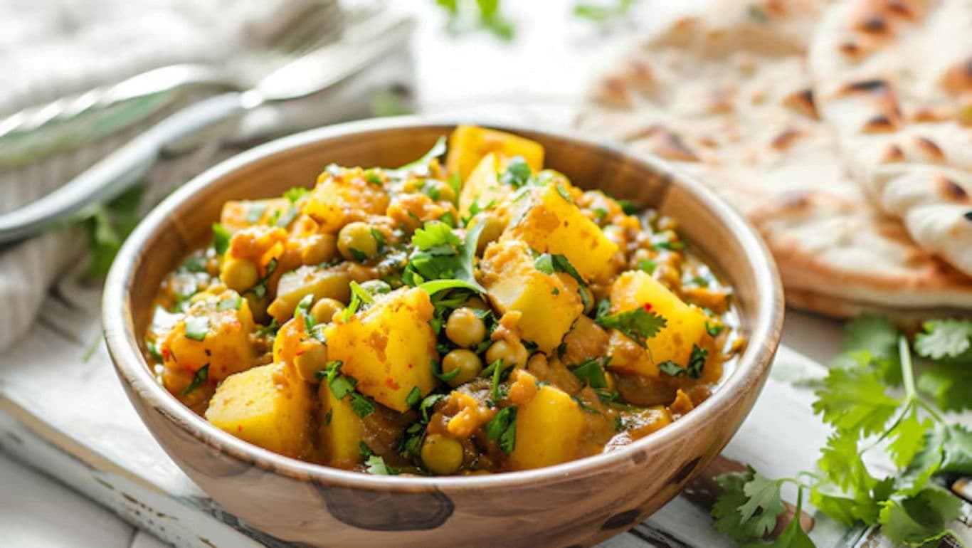Indian curry with potatoes and peas