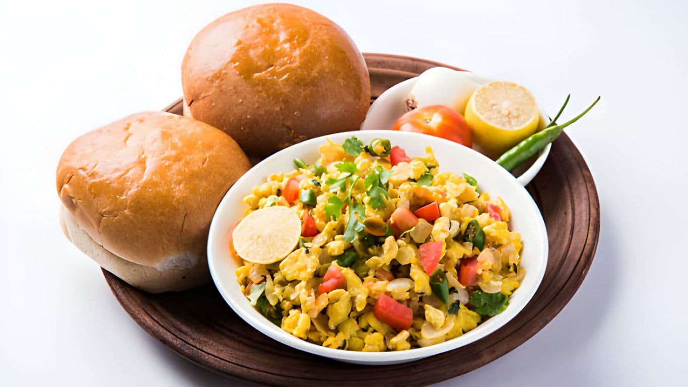 Indian street food dish with pav buns