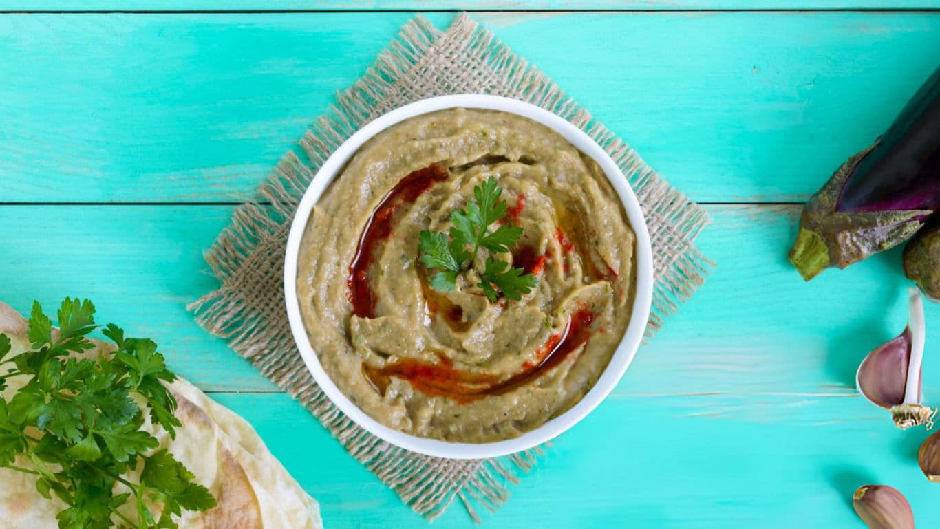 Baba Ganoush Dip with Fresh Garnish