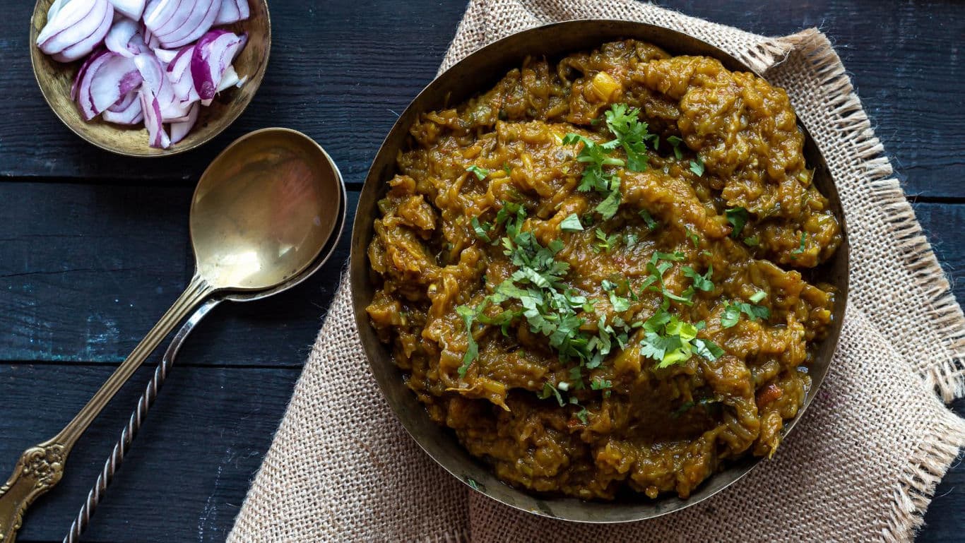 Spiced Eggplant Curry with Fresh Garnish