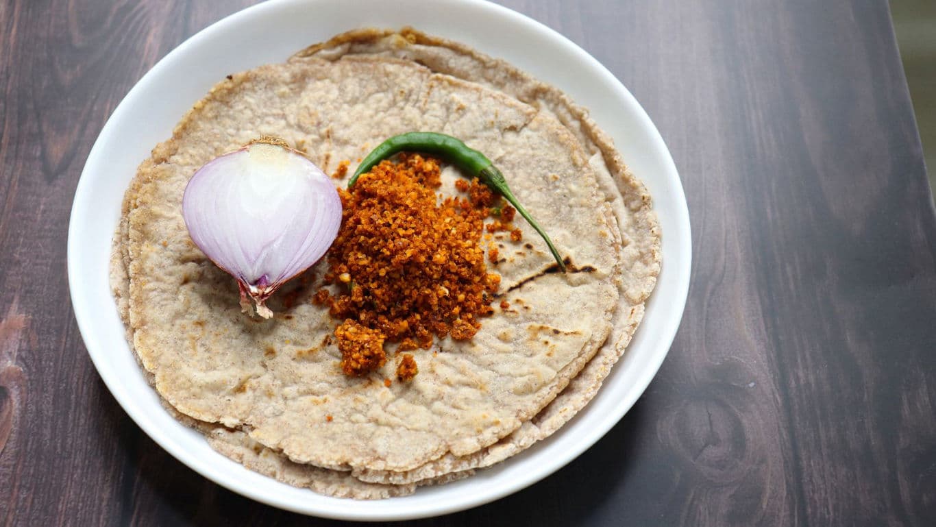 Traditional flatbread with spicy chutney
