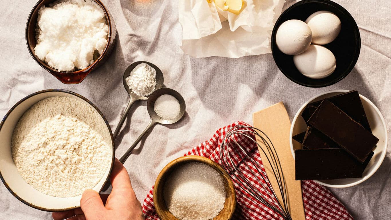 Baking essentials for a cake. 