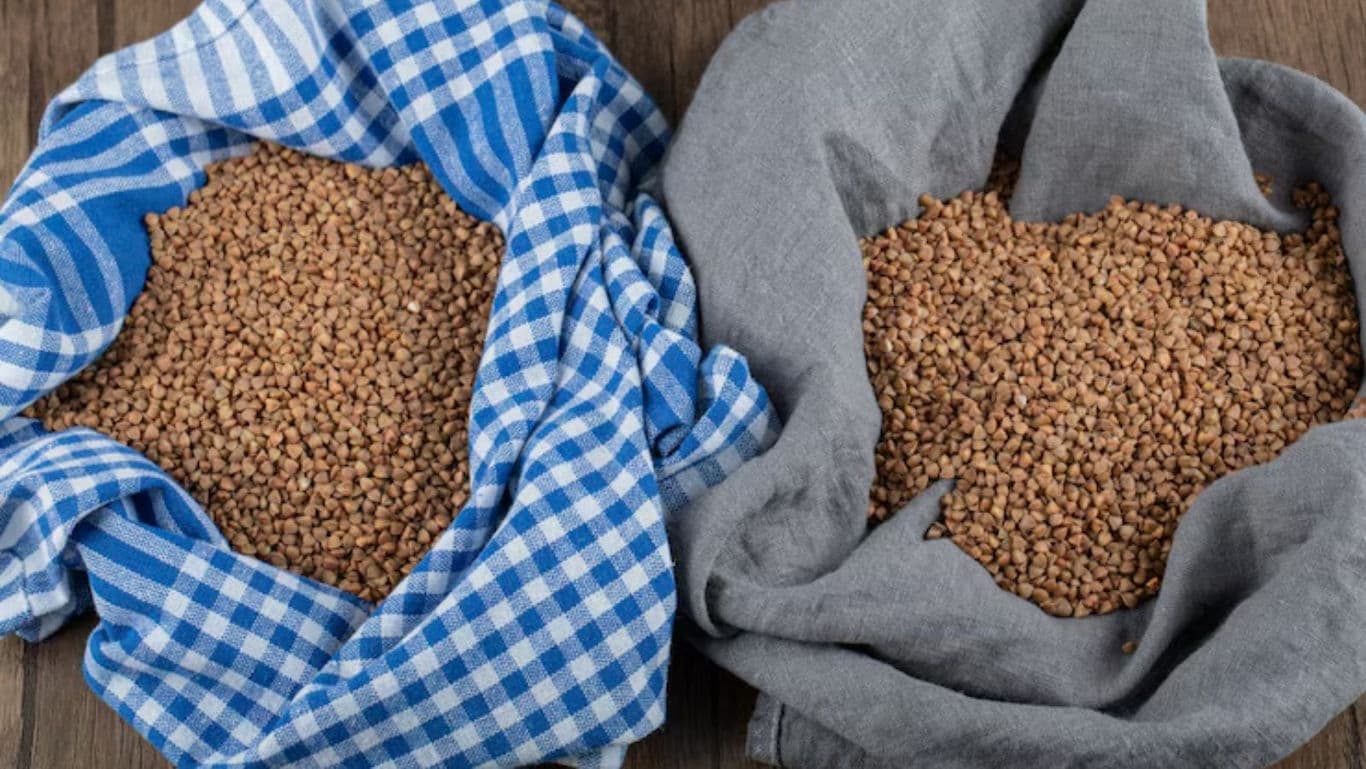 Two Cloth-Wrapped Bowls of Raw Buckwheat Groats