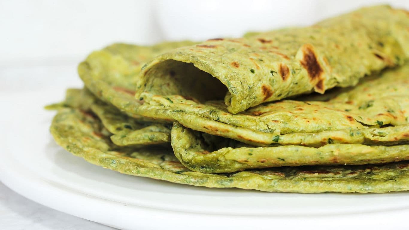 Stack of Fresh Green Flatbreads