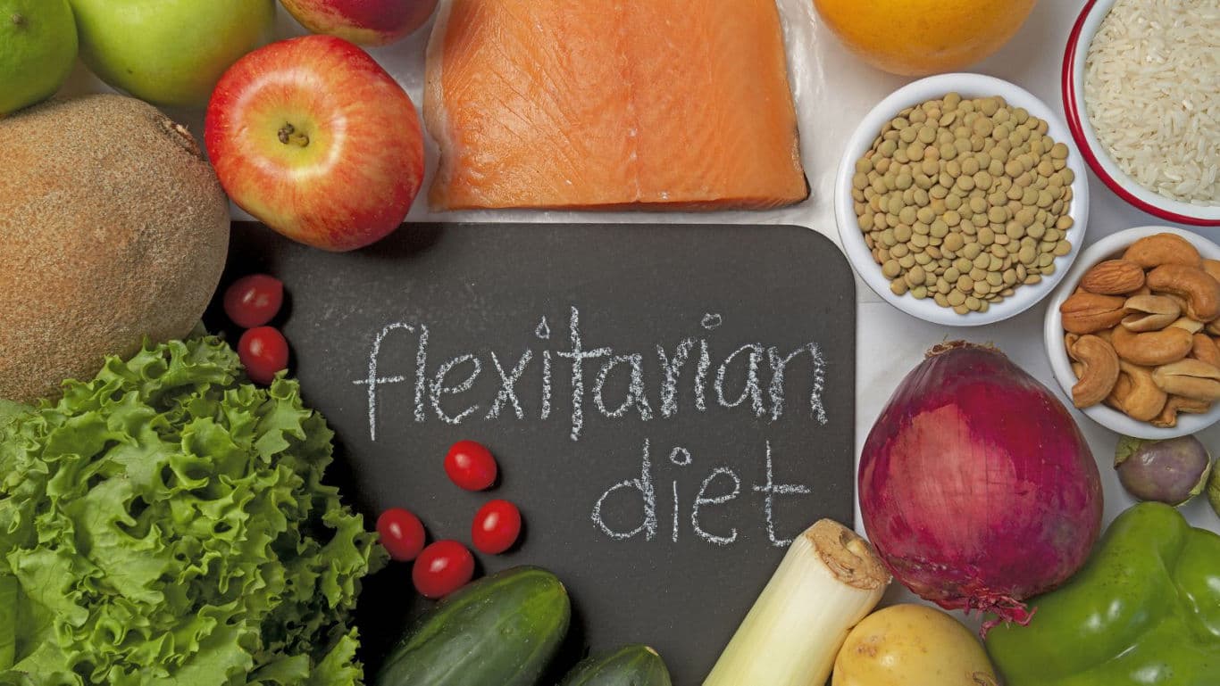 Flexitarian Diet Concept with Fresh Foods and Salmon