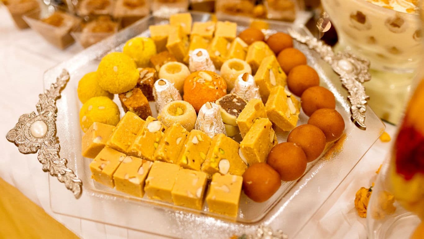 Assorted Indian sweets on a plate - banner image