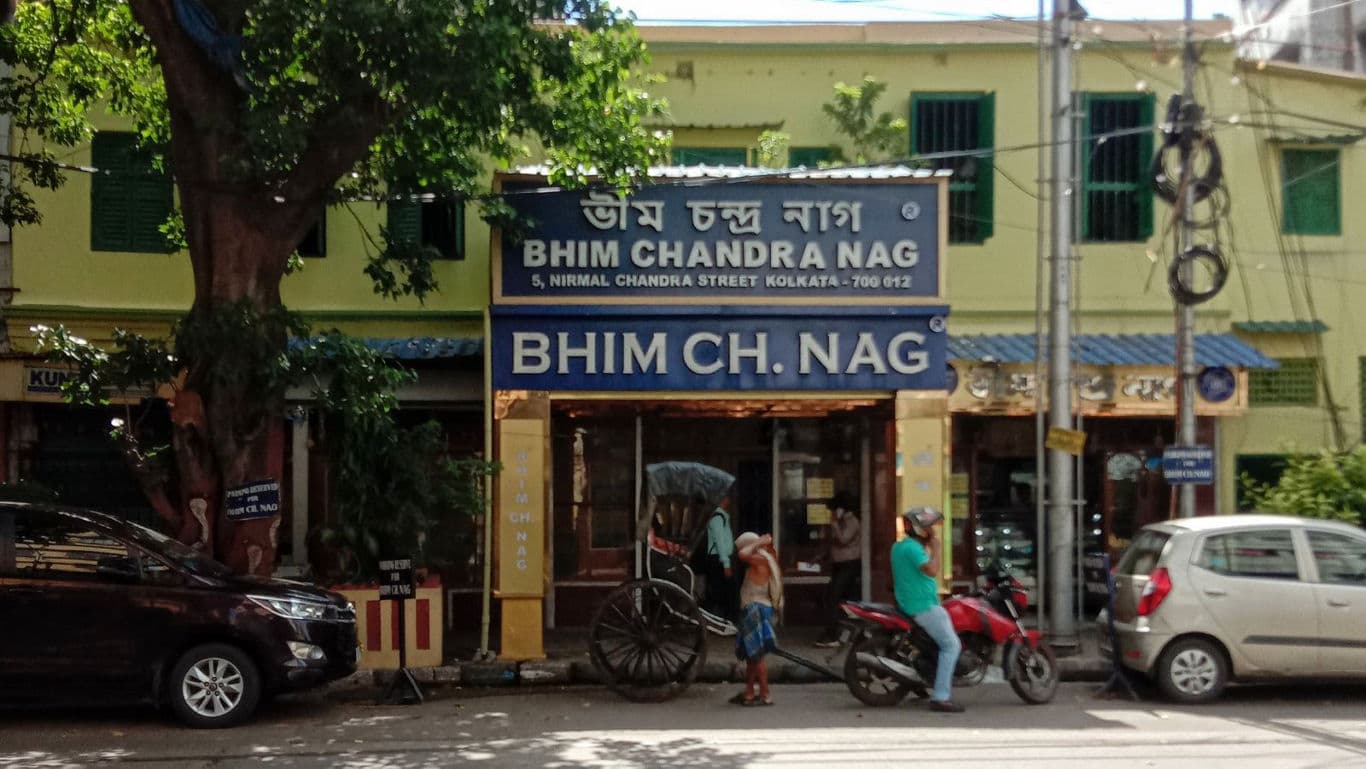 Bhim Chandra Nag sweet shop street view Kolkata