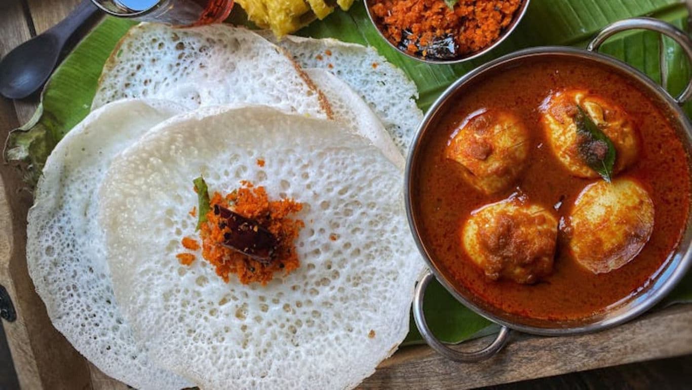 Traditional South Indian Appam with Chutneys