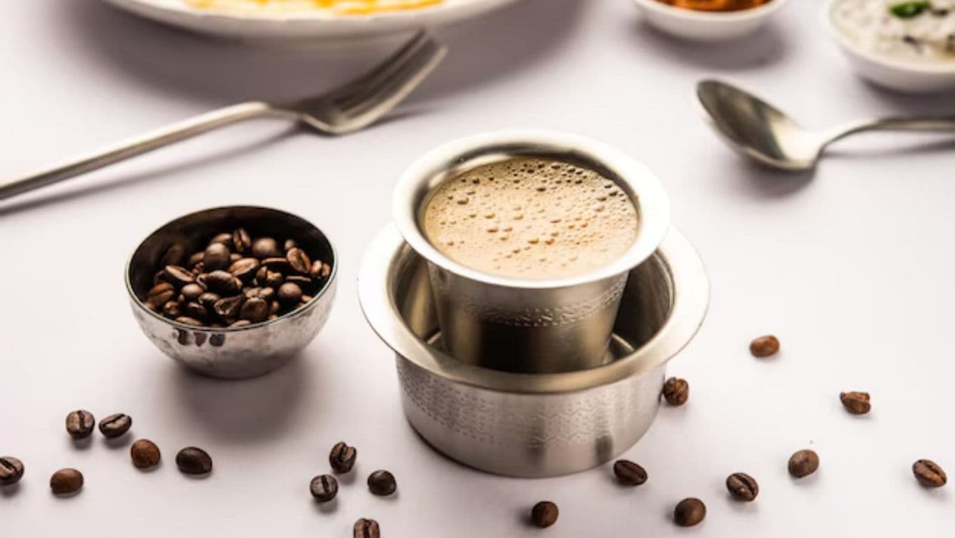Traditional South Indian filter coffee setup