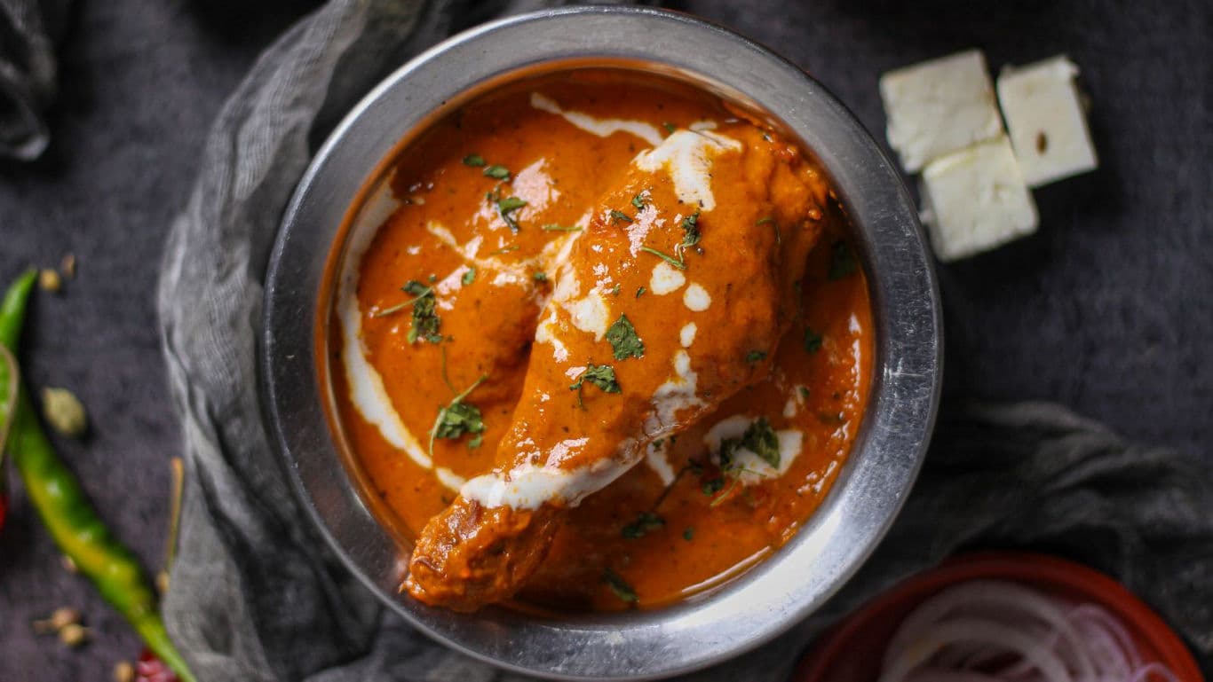 Creamy Butter Chicken in Steel Bowl