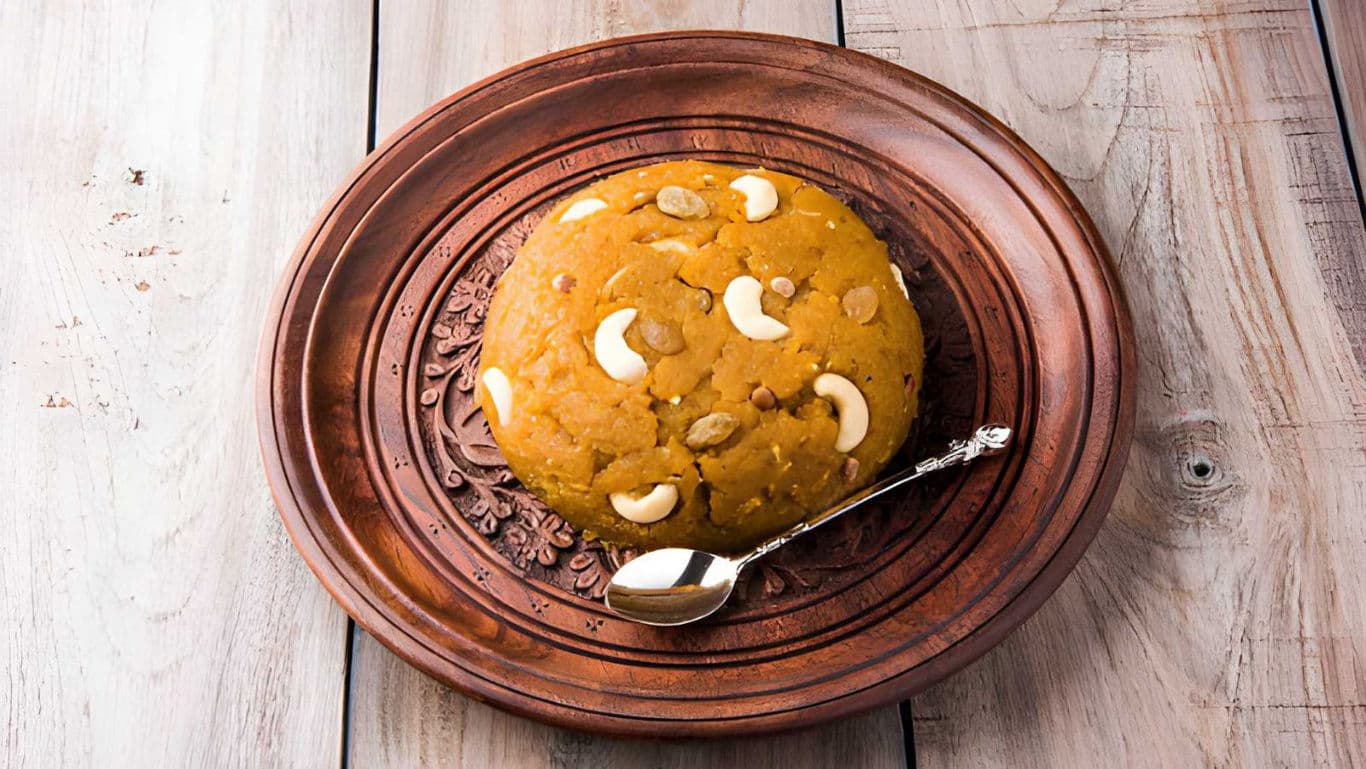 Traditional dessert served on wooden plate