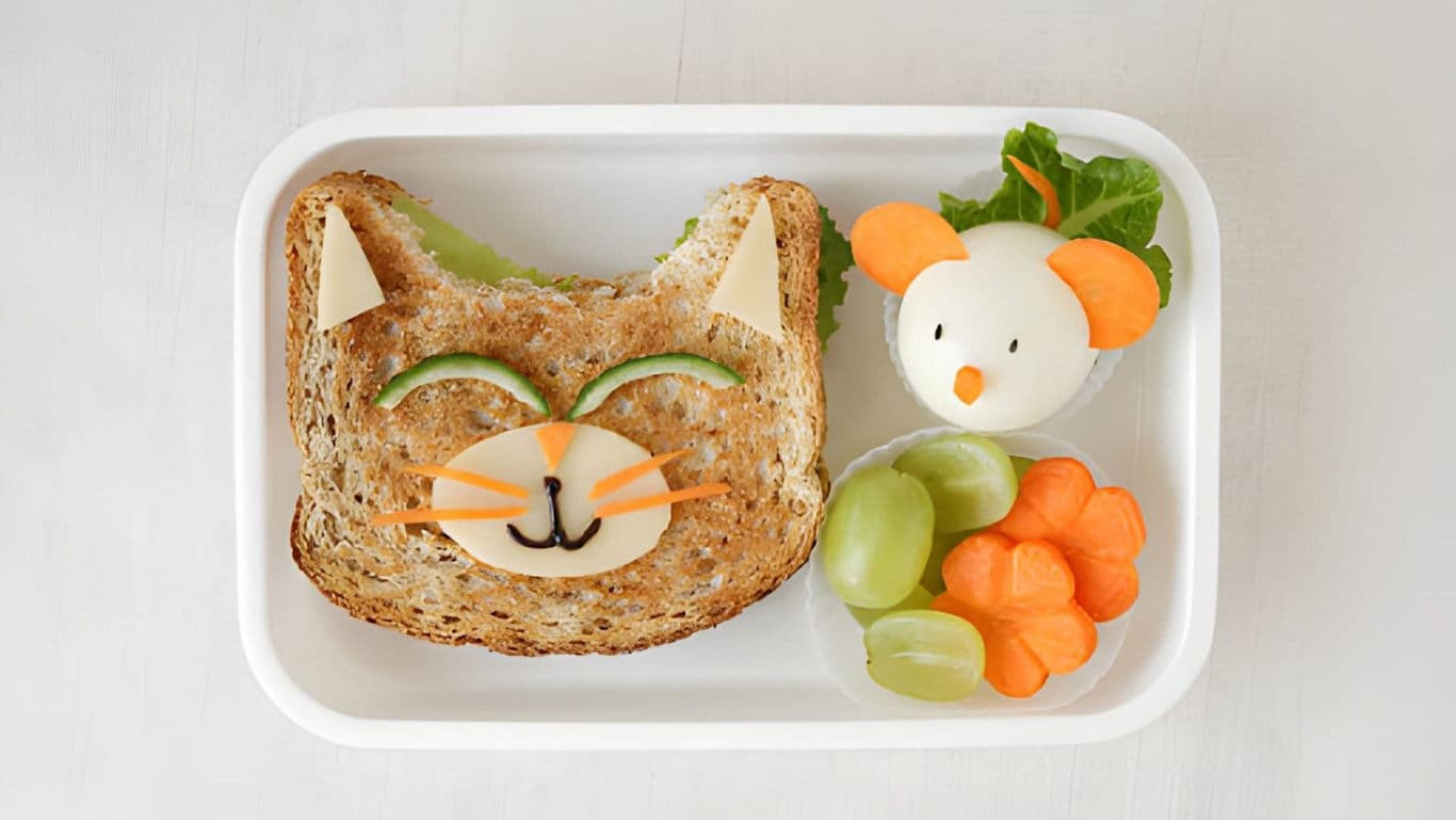 Creative animal-themed kids' lunch plate