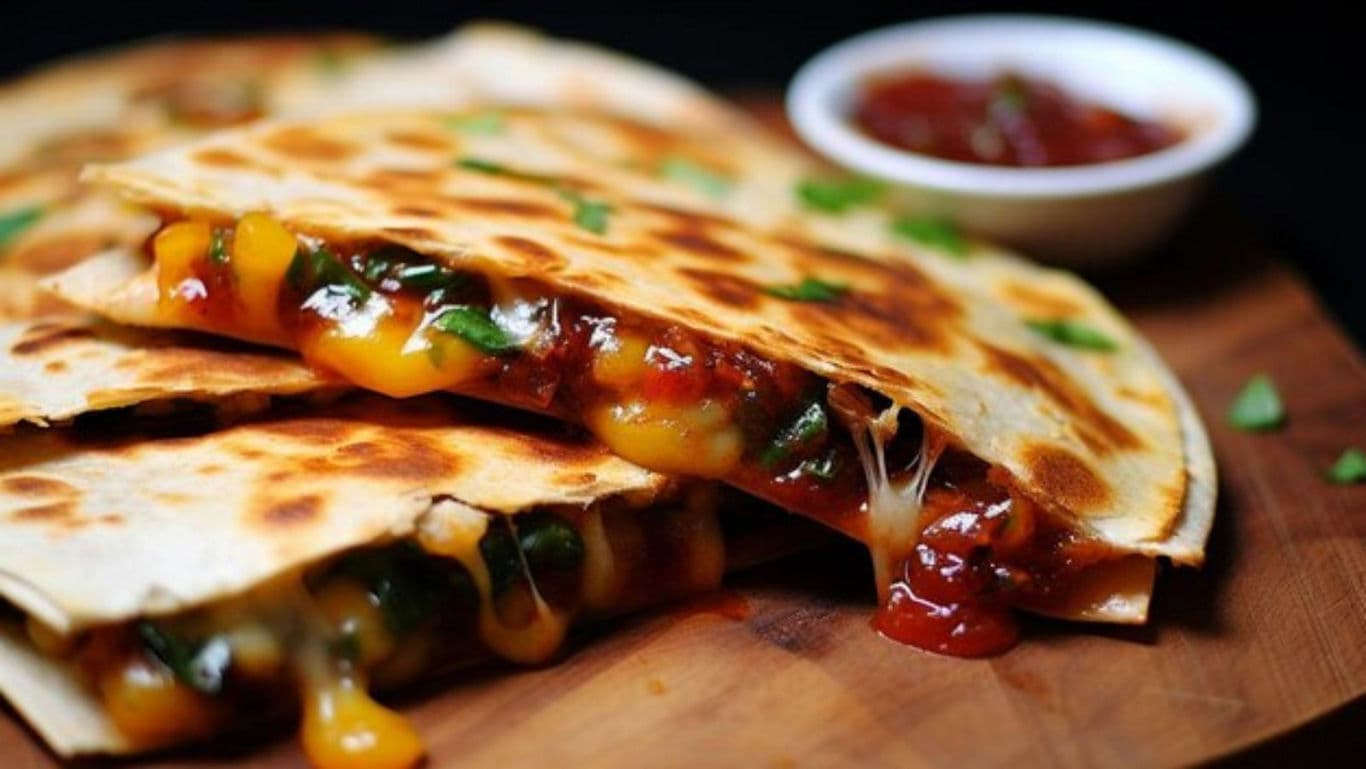 Cheesy quesadilla with salsa dip