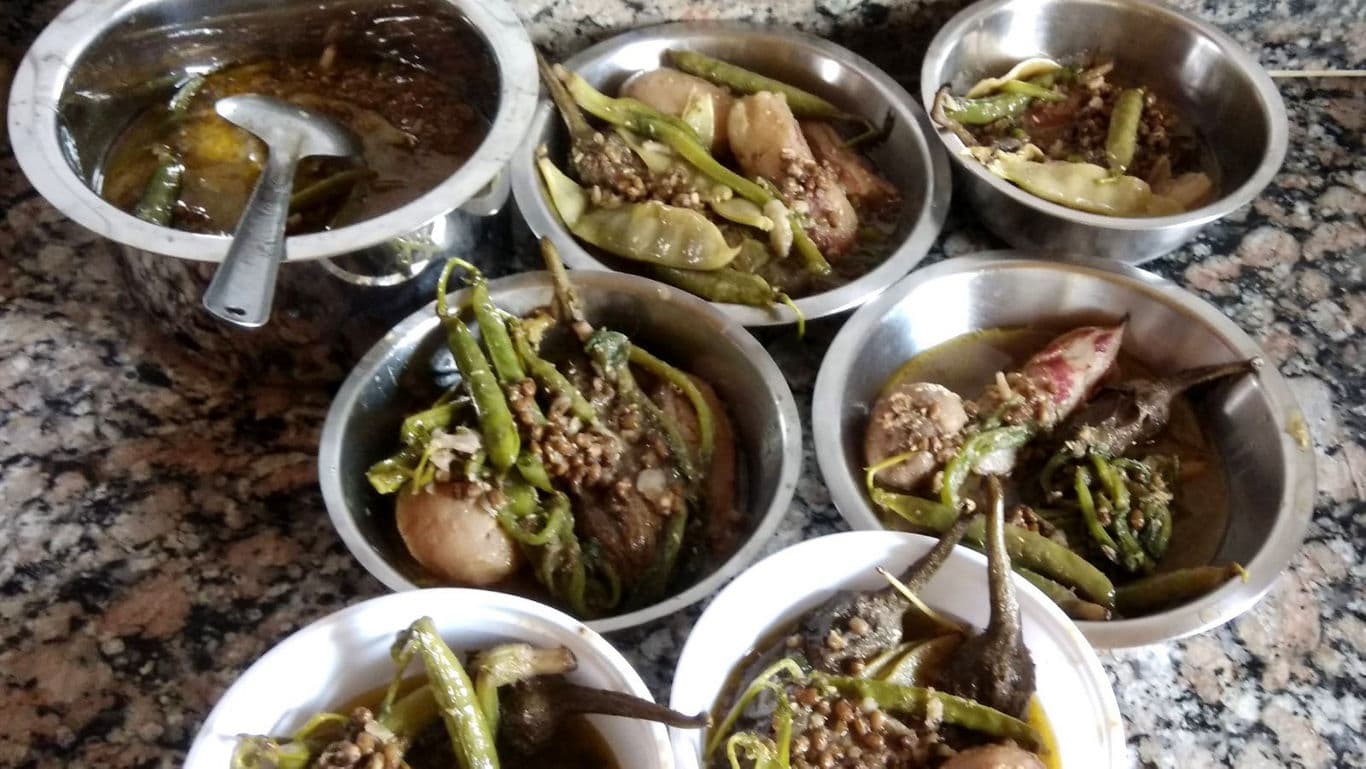 Spicy homemade vegetable curry in bowls