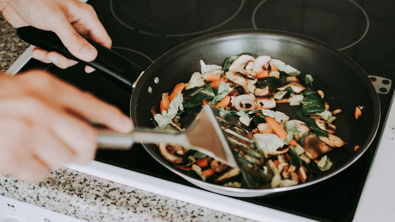 Cooking Vegetables in a Frying Pan