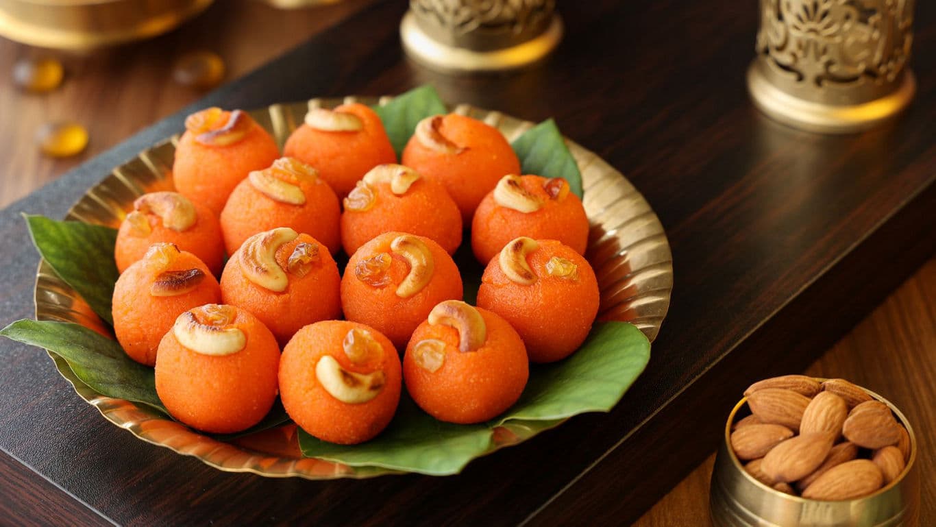 Traditional Indian sweets on festive table