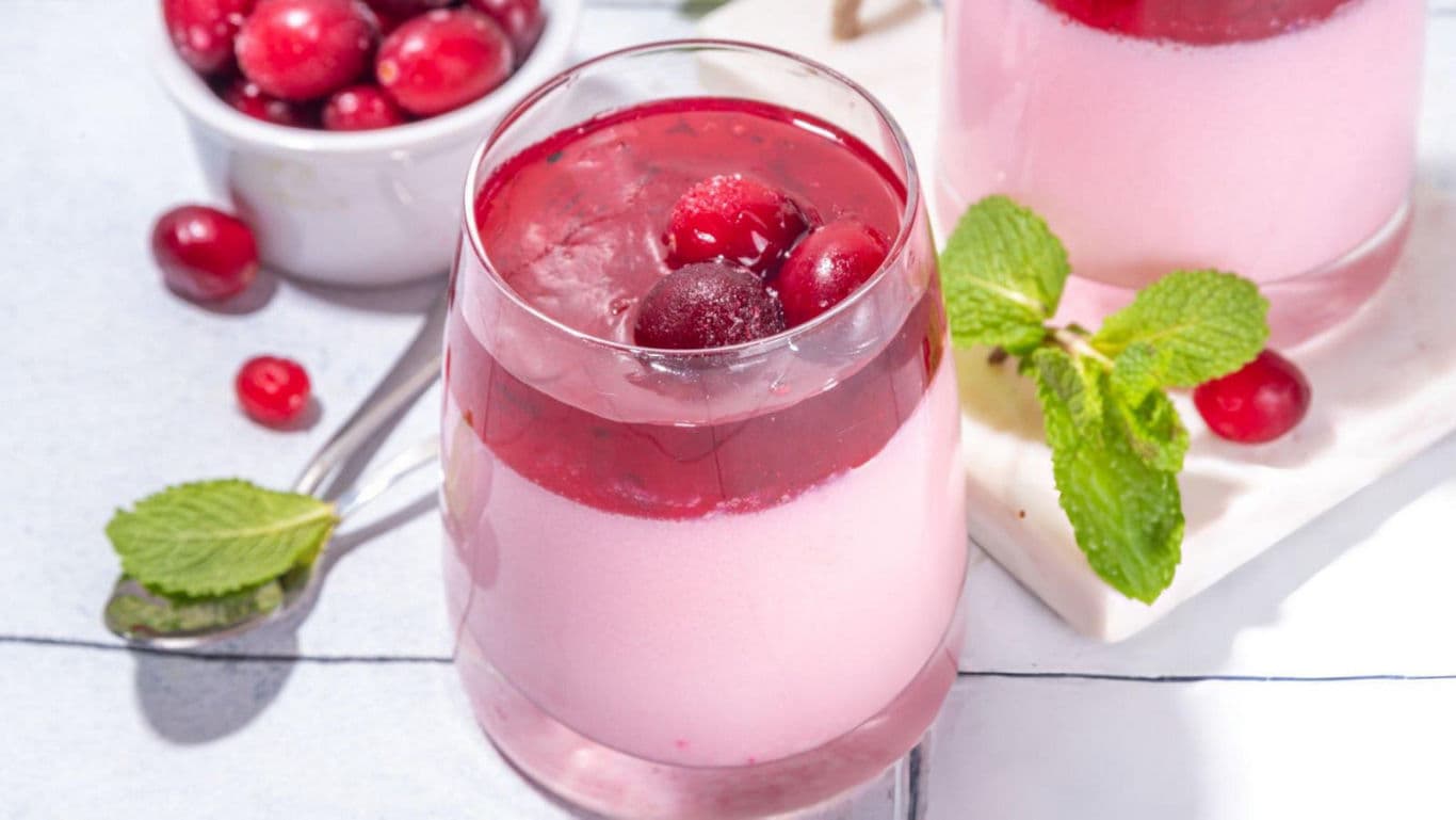 Refreshing Cranberry Dessert with Mint Garnish