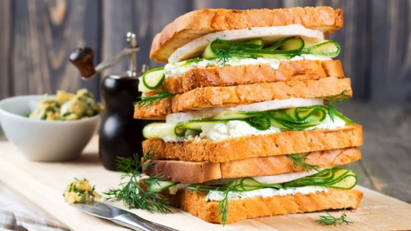 Stacked sandwich with fresh ingredients