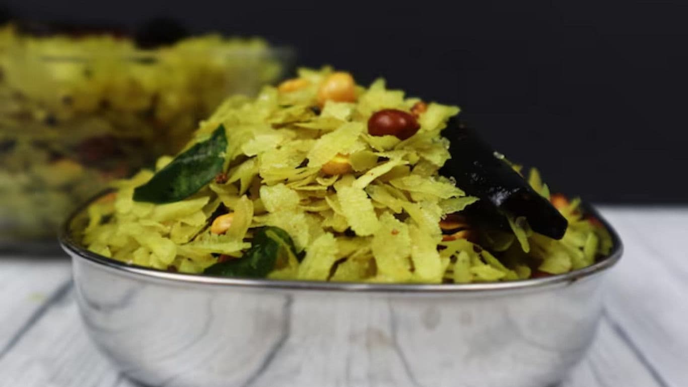 Traditional Indian Poha Snack in Bowl