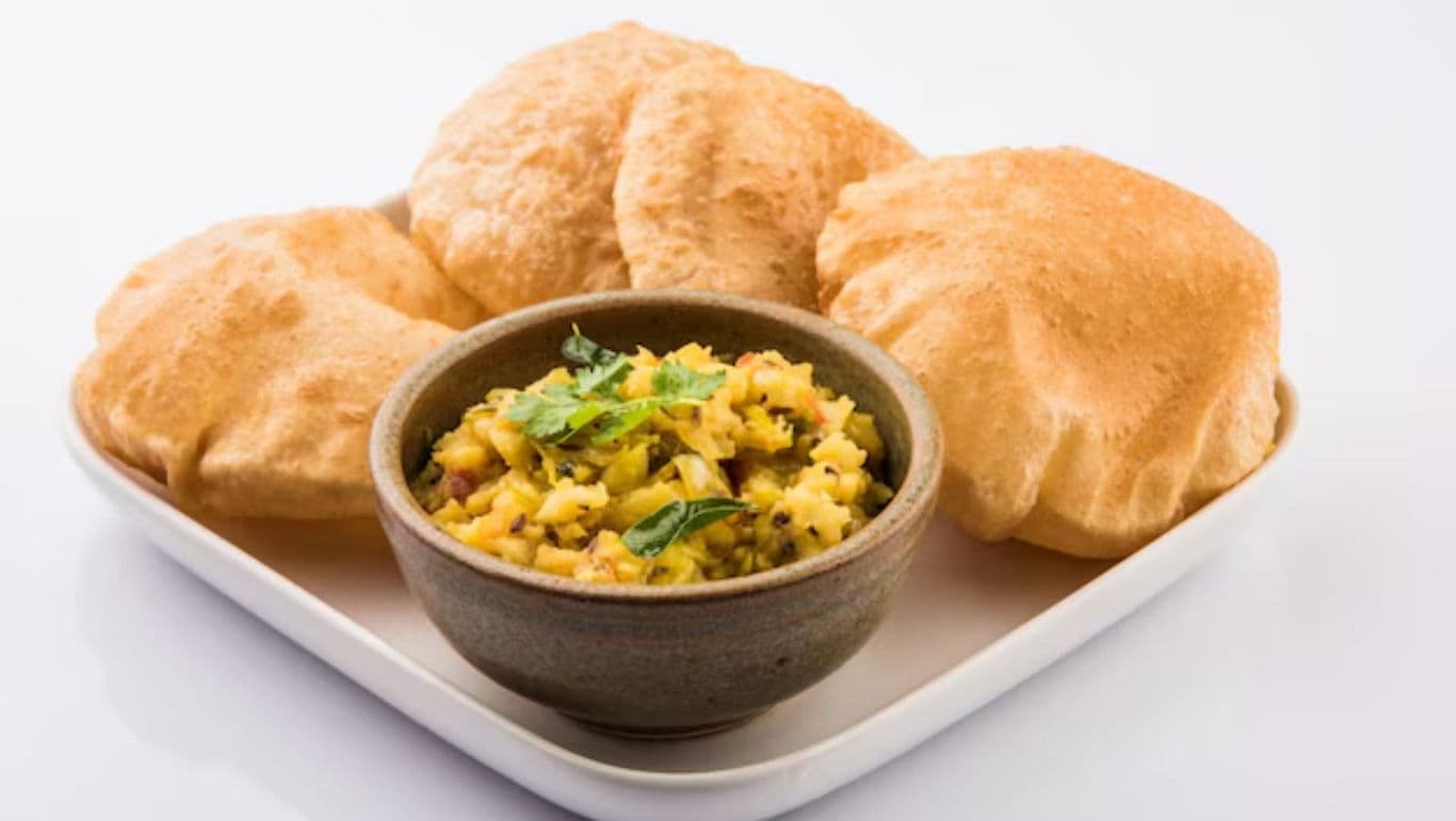 Indian puri with spiced potato curry