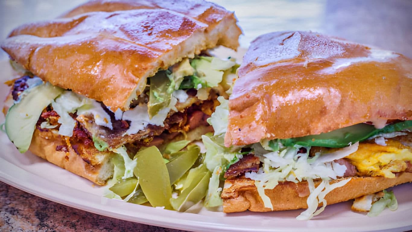 Freshly made sandwich with vibrant fillings
