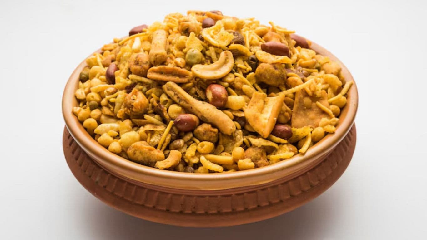 Bowl of Indian Spicy Snack Mix