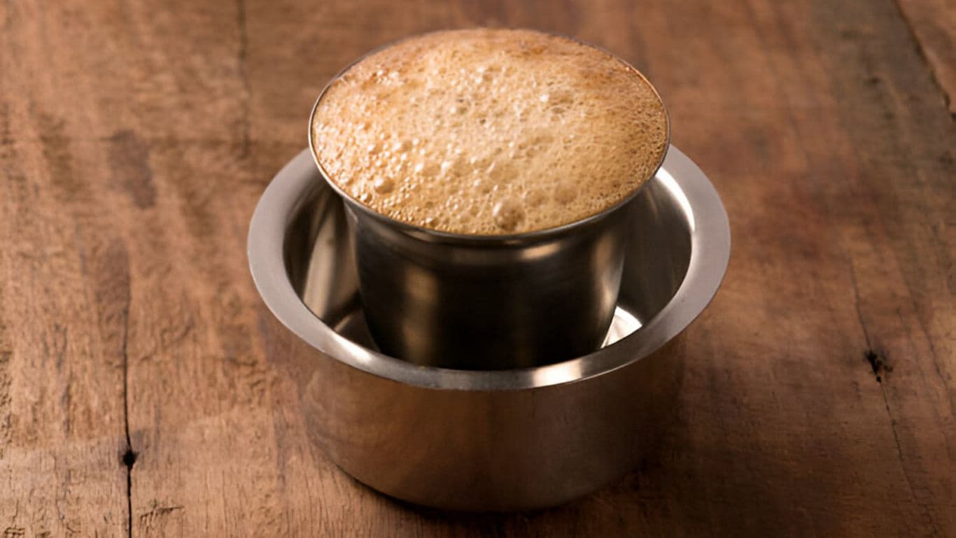 Traditional South Indian Filter Coffee in Steel Tumbler