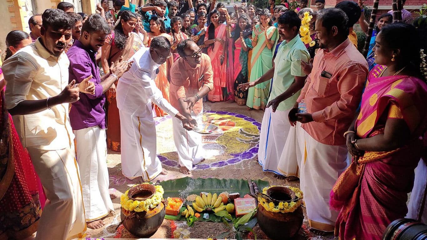 Traditional Indian ceremony with colorful decorations