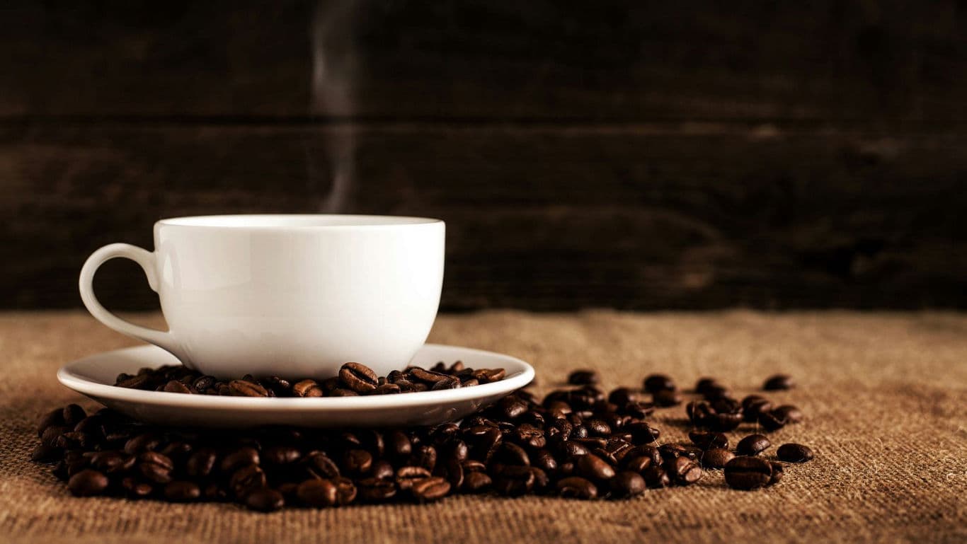Freshly brewed cup of hot coffee