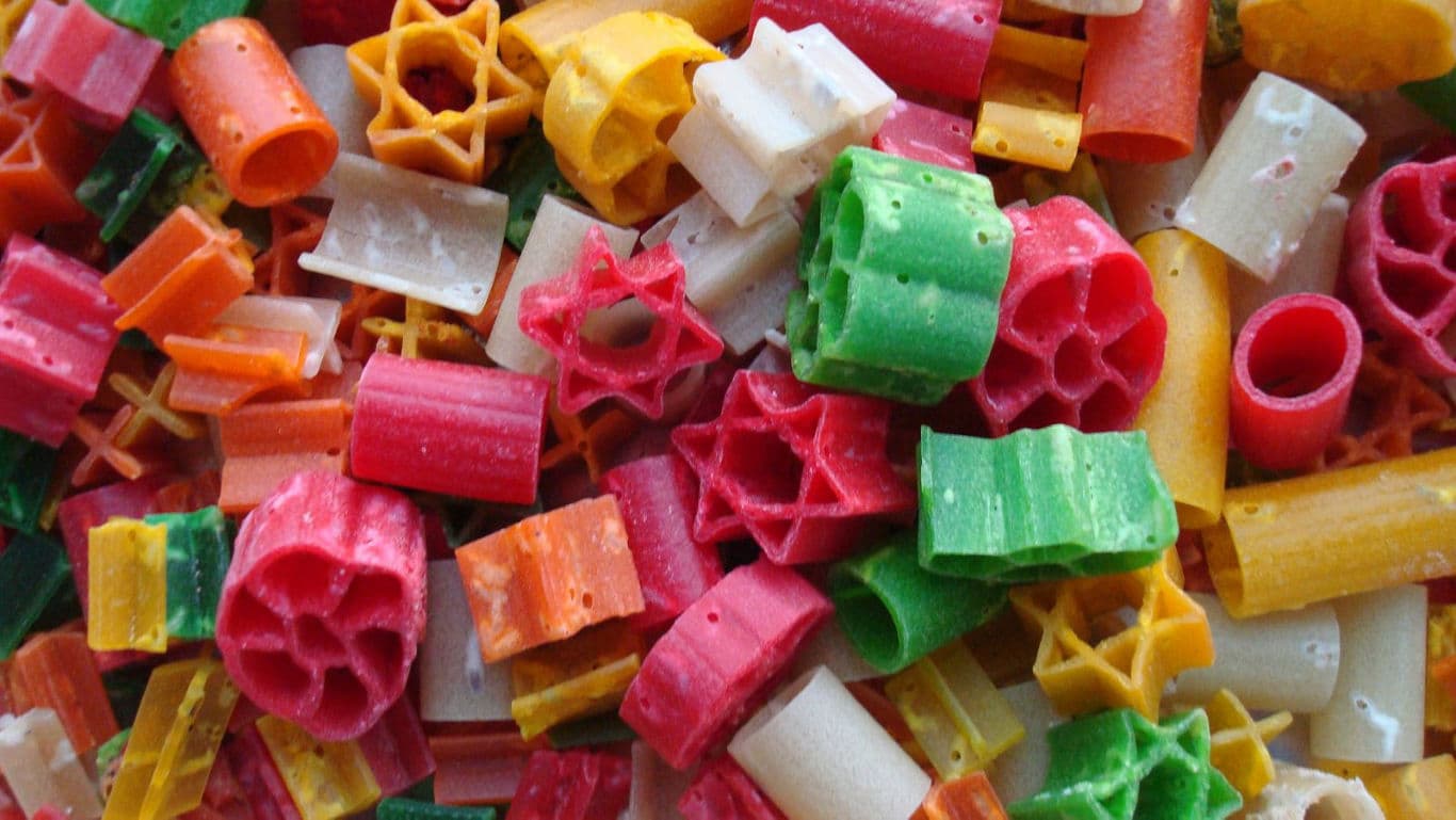 Colorful Assorted Pasta Shapes Close-Up