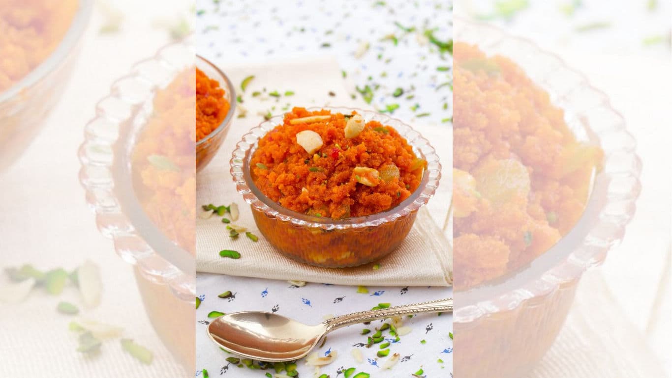 Bowl of Gajar Halwa with Nuts