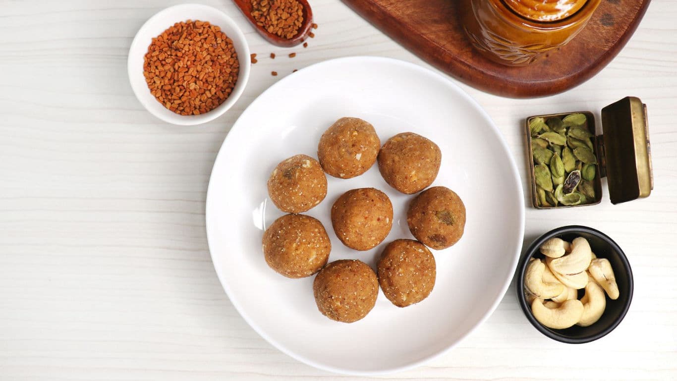 Traditional Indian Sweet Laddoos on White Plate
