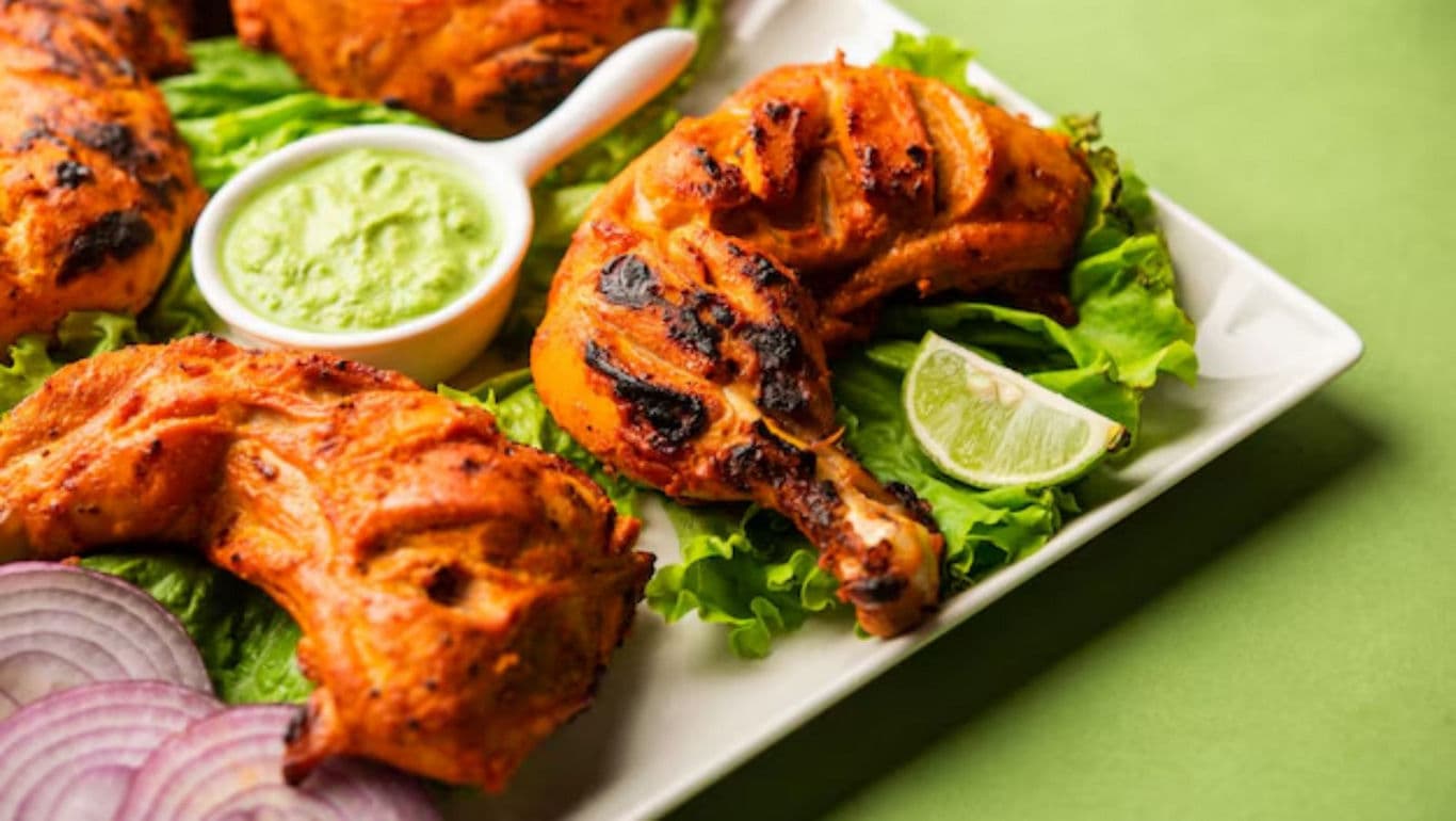 Grilled Tandoori Chicken with Green Chutney and Lime