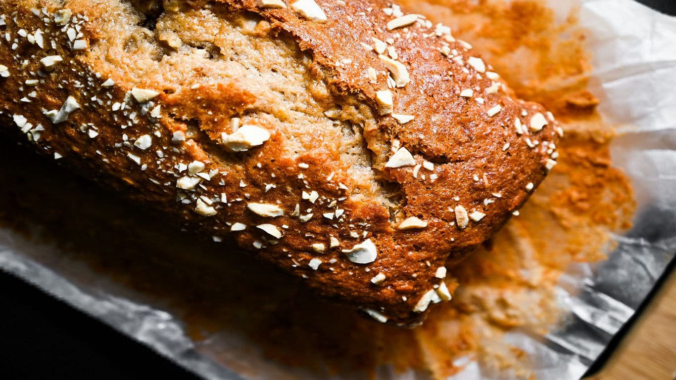 Freshly baked loaf with oats topping