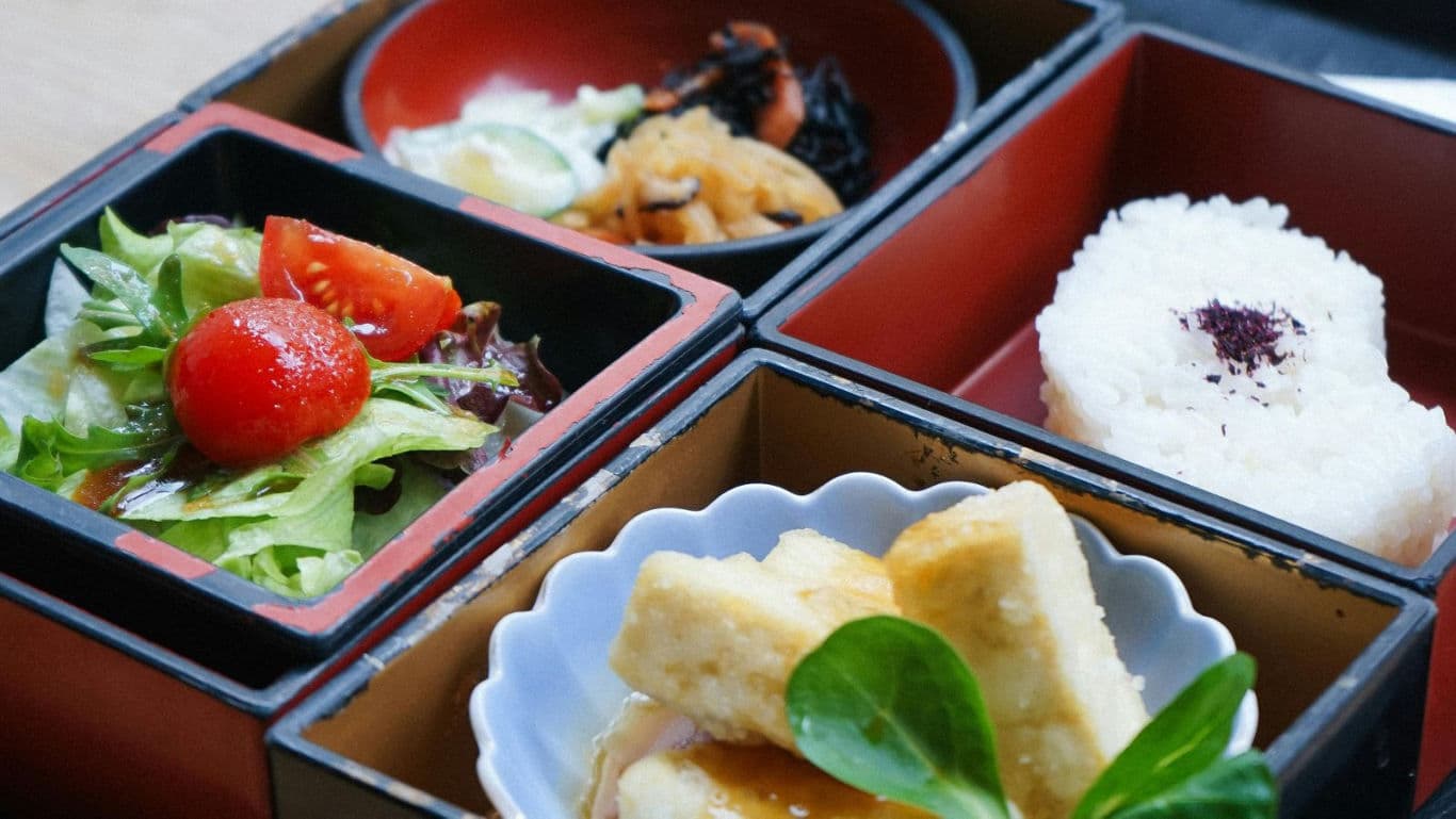 Japanese Bento Box with Fresh Ingredients