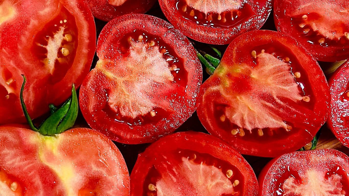 Freshly sliced ripe red tomatoes