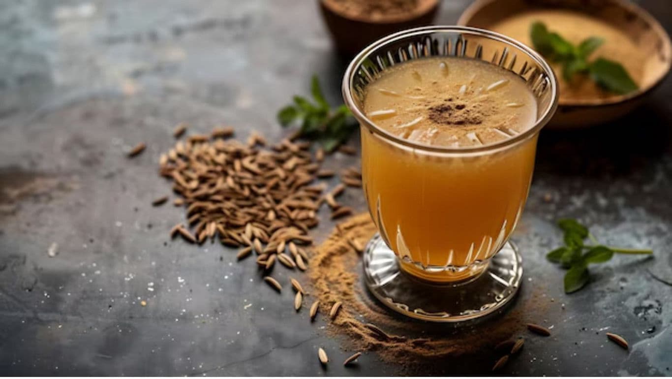 Refreshing cumin drink with herbs