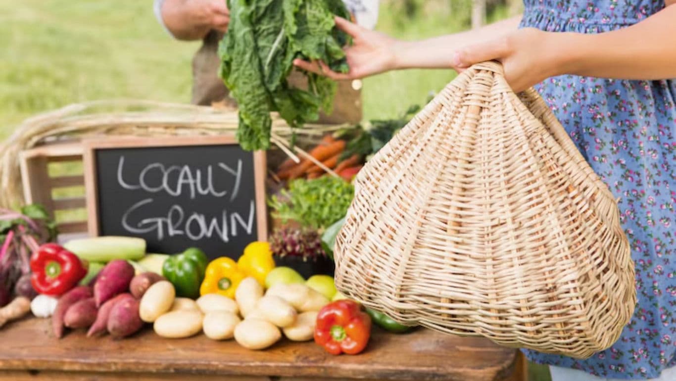 Fresh produce at local farmers market stand