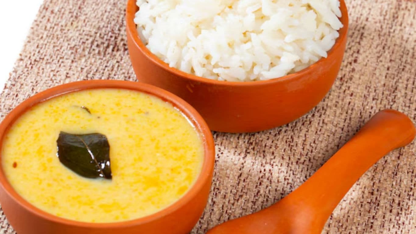 Traditional Indian meal in clay bowls