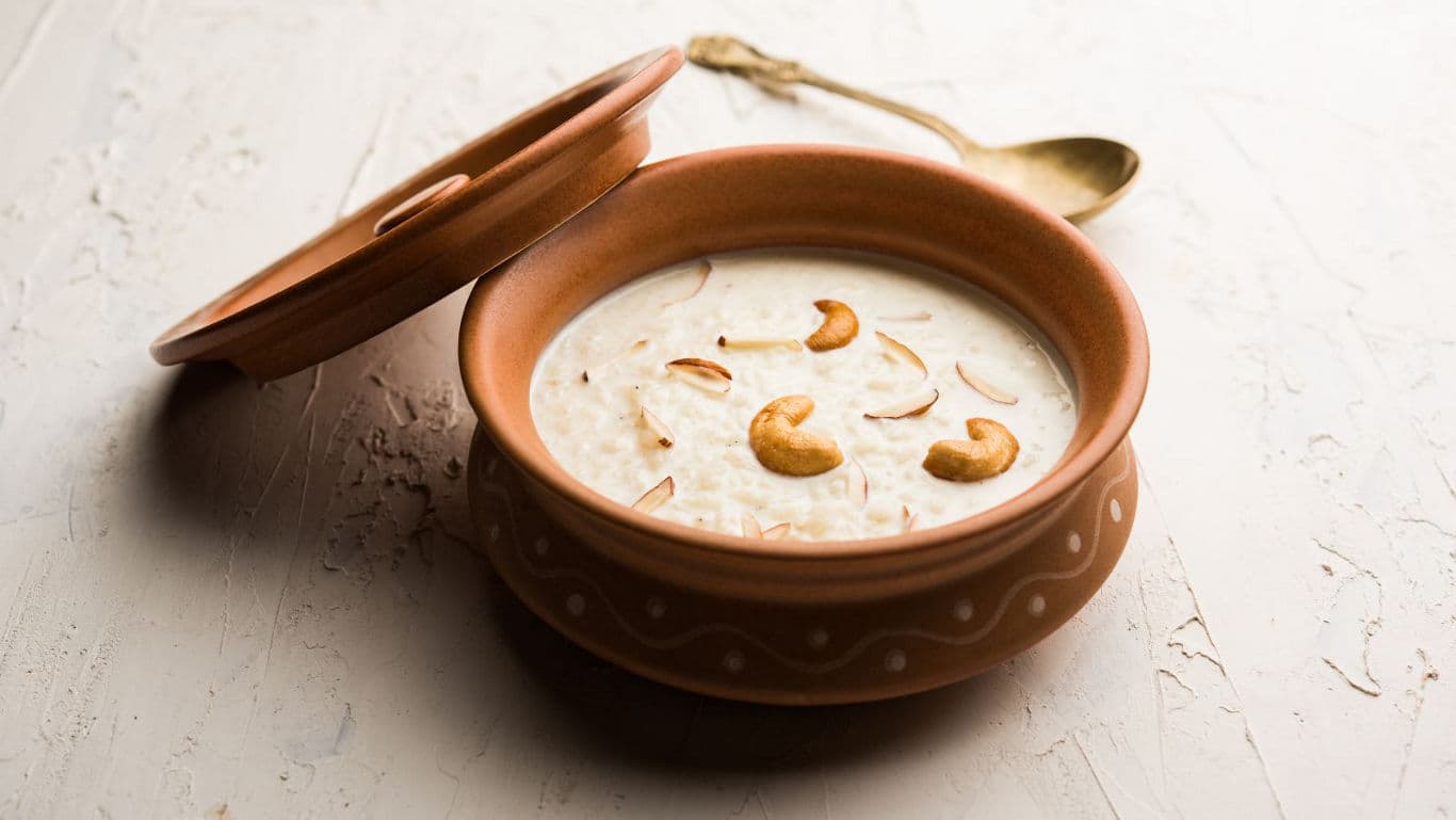 Traditional dessert in terracotta bowl