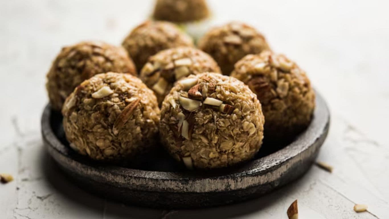 Homemade oat and nut energy balls