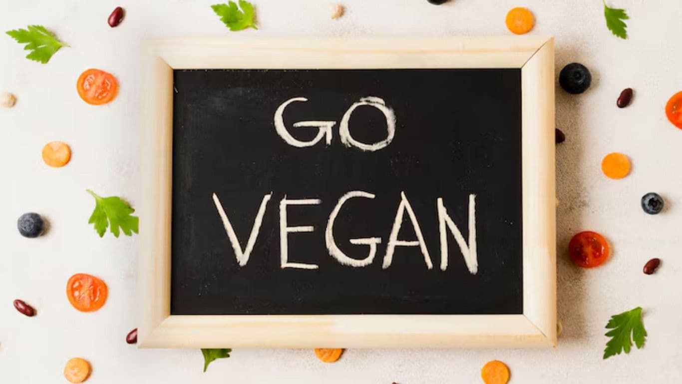 Chalkboard with 'Go Vegan' Message