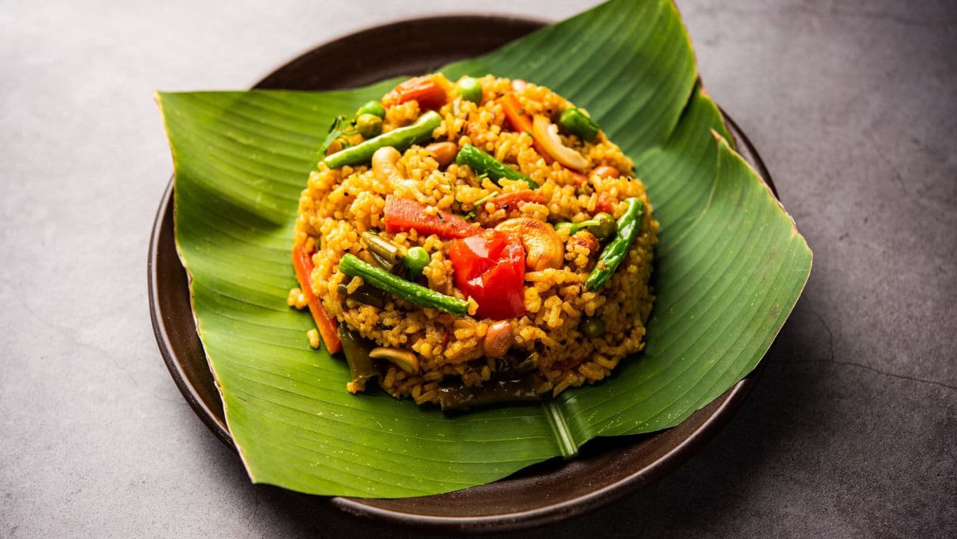 Bisi bele bath on a plate