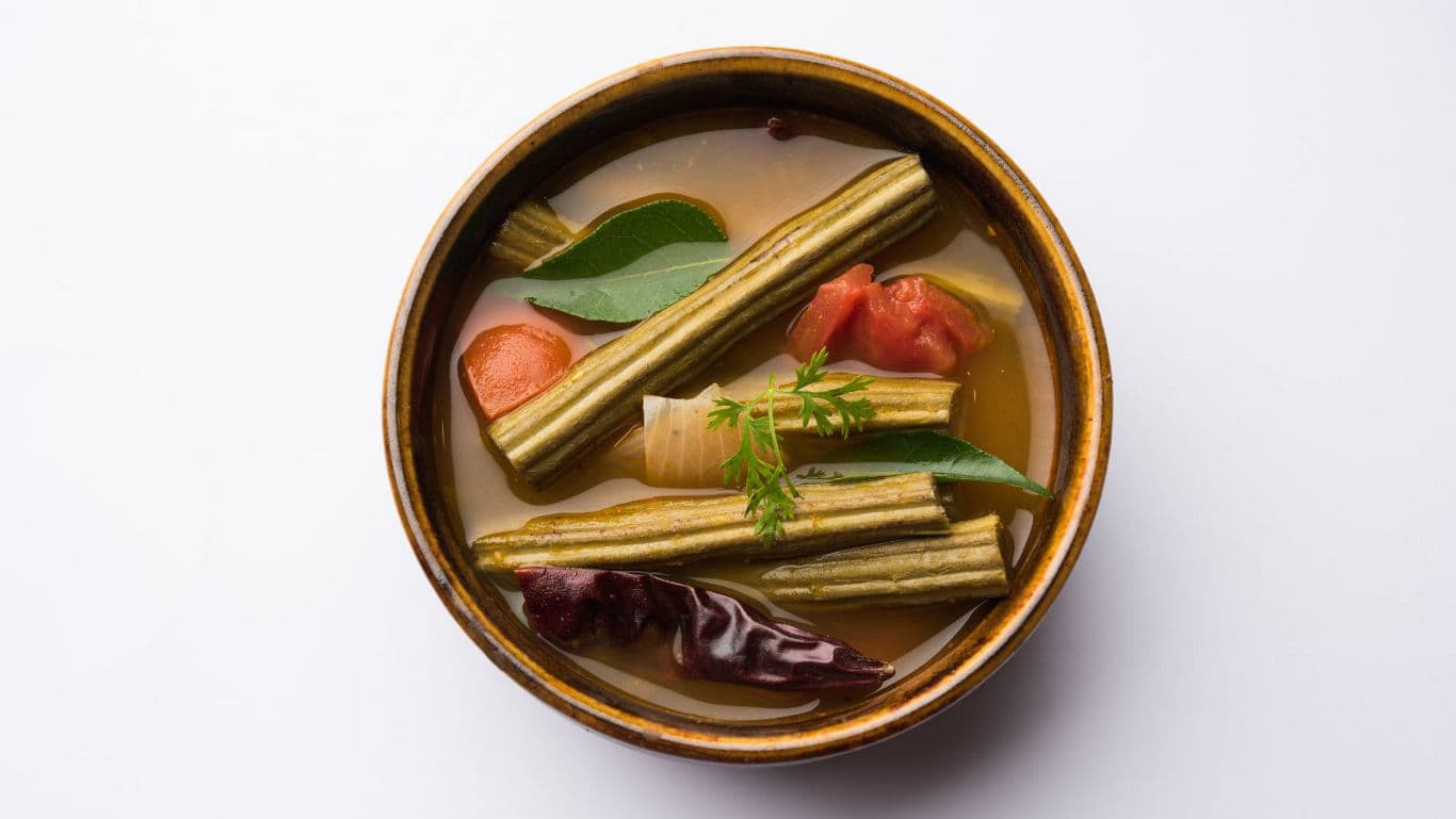a bowl of tamarind-rich sambar