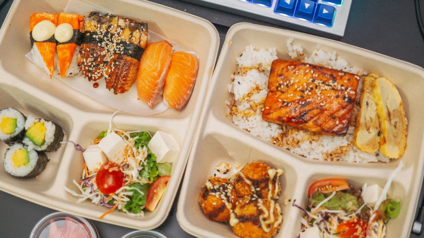 Japanese Bento Box with Sushi and Sides